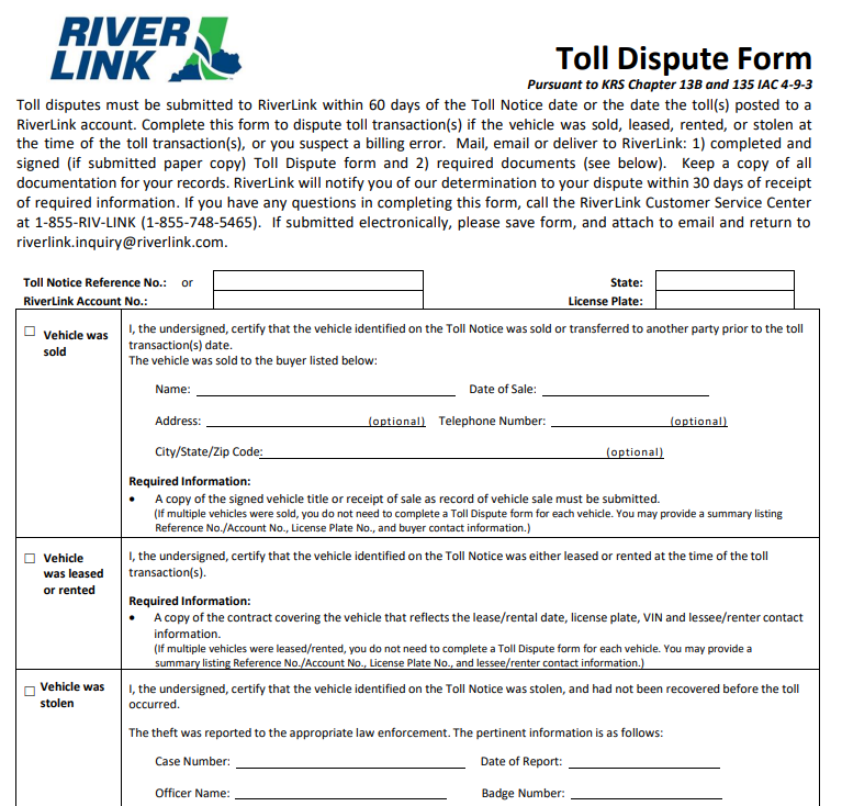Disputing Violations from Riverlink