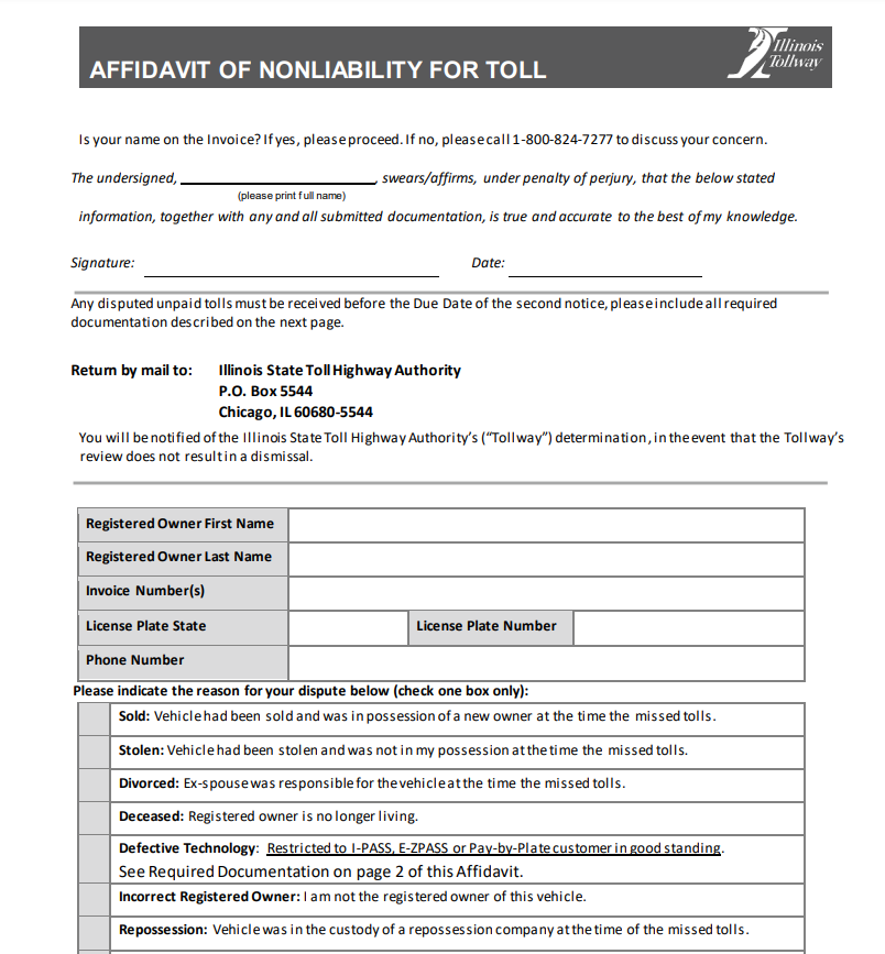 Disputing Violations from Illinois Tollway